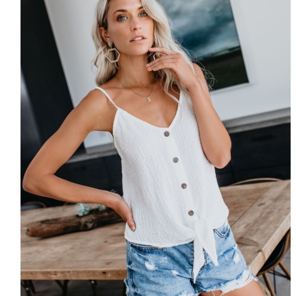 IRMA Tie Front Button Down Tank - Picture 1 of 8